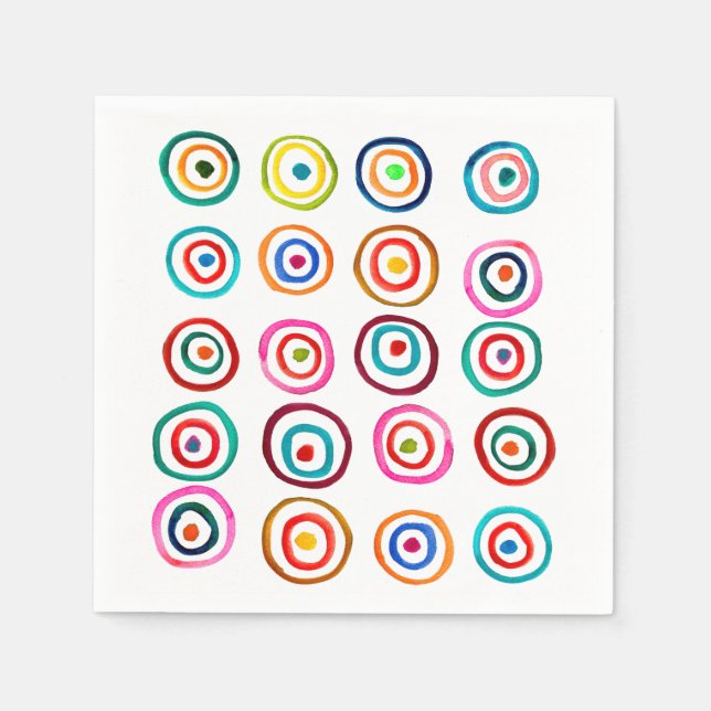 Cute colourful rainbow circles whimsical napkin (Front)