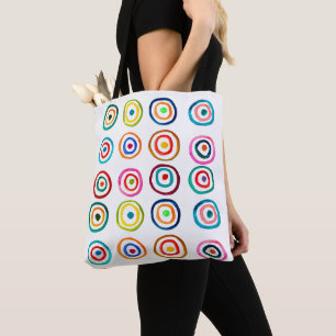 Cute colourful rainbow circles whimsical tote bag