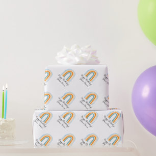 Cute colourful rainbow drawing custom Birthday Wrapping Paper
