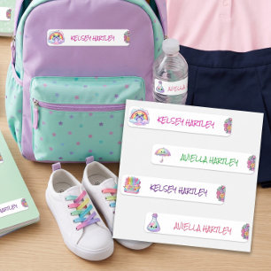 Cute Colourful Rainbow Flowers School Themed Girl