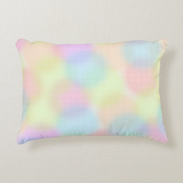 Cute Colourful Rainbow Geometric Circle Pattern Decorative Cushion (Front)