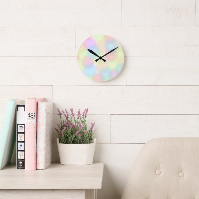 Cute Colourful Rainbow Geometric Circle Pattern Round Clock (Reading Room)