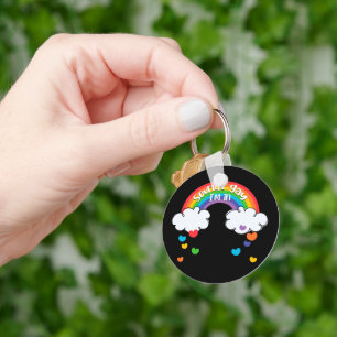 Cute Colourful Rainbow Hearts Sounds Gay I'm In Key Ring