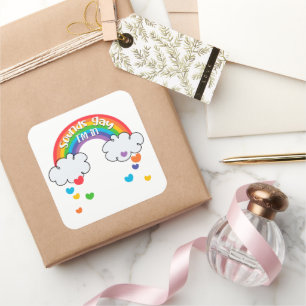 Cute Colourful Rainbow Hearts Sounds Gay I'm In Square Sticker
