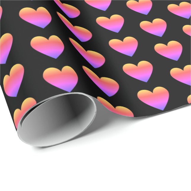 Cute Colourful Rainbow Ombre Heart Pattern Wrapping Paper (Roll Corner)