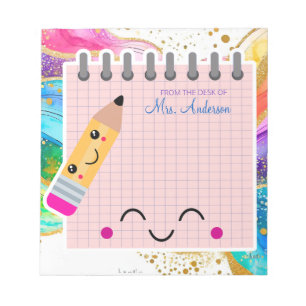 Cute Colourful Rainbow Pastel Teacher Appreciation Notepad