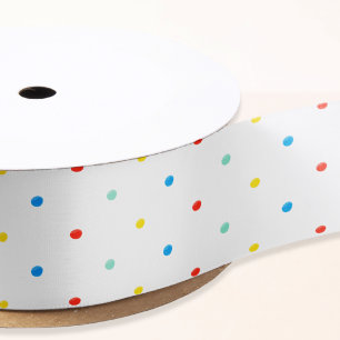 Cute Colourful Rainbow Polka Dot Satin Ribbon