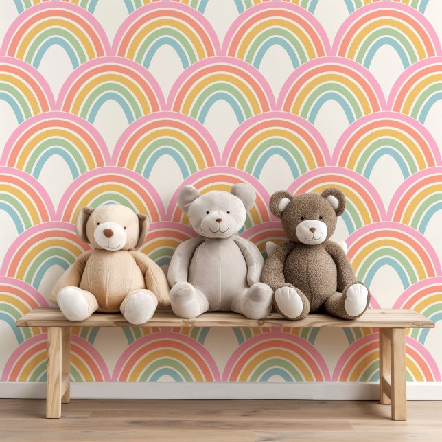 Cute Colourful Rainbow Scallop Pattern Kids Baby Wallpaper (Creator Uploaded)