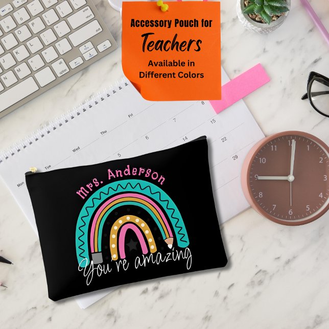 Cute Colourful Rainbow Teacher Appreciation Gifts Accessory Pouch (Creator Uploaded)