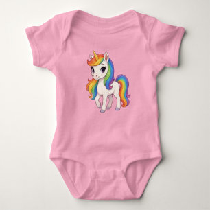 Cute, Colourful Rainbow unicorn Baby Bodysuit