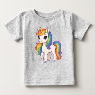Cute, Colourful Rainbow unicorn Baby T-Shirt