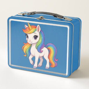 Cute, Colourful Rainbow unicorn Metal Lunch Box