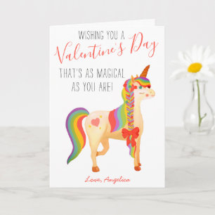 Cute Colourful Rainbow Unicorn Valentine's Day Kid Card