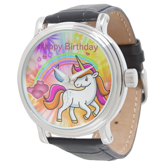 Cute, Colourful Rainbow, Unicorn Watch (Angled)