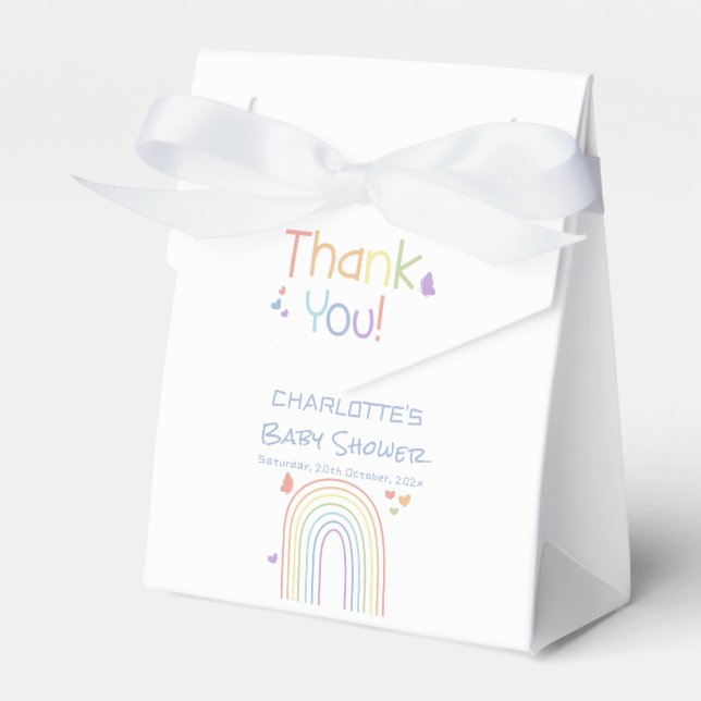 Cute Colourful Rainbow with Hearts Baby Shower Favour Box (Front Side)