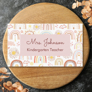 Cute Colourful Rainbows and Daisy Flowers Abstract Business Card