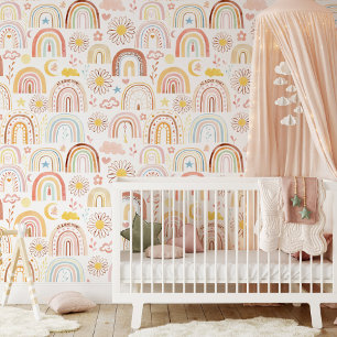 Cute Colourful Rainbows and Daisy Flowers Abstract Wallpaper