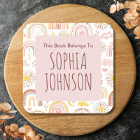 Cute Colourful Rainbows and Daisy Flowers Bookplat