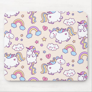 Cute & Colourful Rainbows and Unicorns   Mousepad