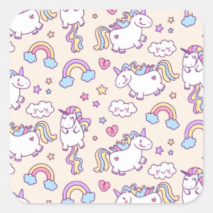 Cute & Colourful Rainbows and Unicorns Sticker Sea