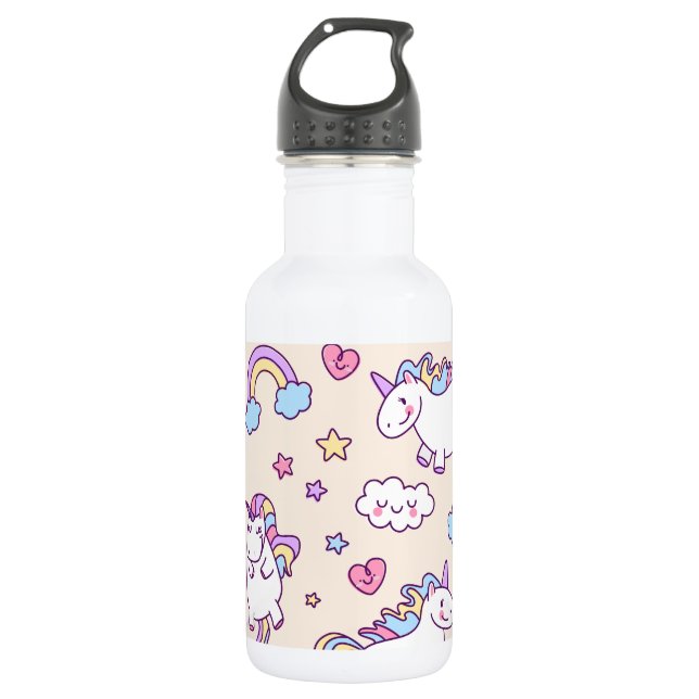 Cute & Colourful Rainbows and Unicorns Water 532 Ml Water Bottle (Front)