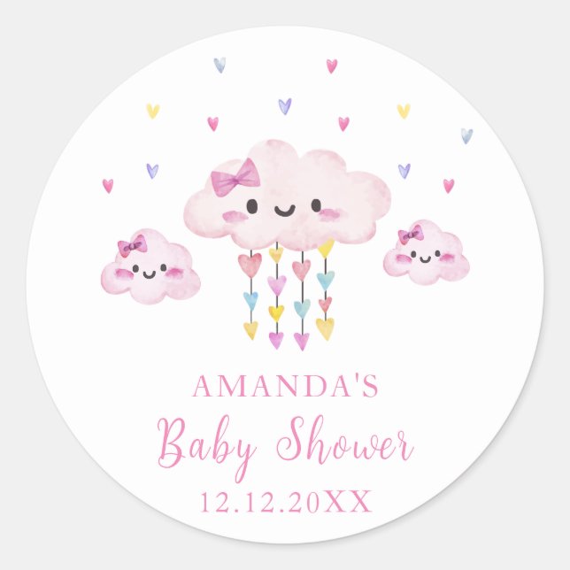 Cute Colourful Raindrop Sweetheart Baby Shower  Classic Round Sticker (Front)