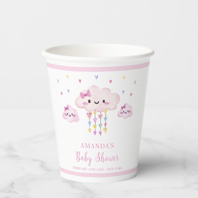 Cute Colourful Raindrop Sweetheart Baby Shower  Paper Cups (Front)