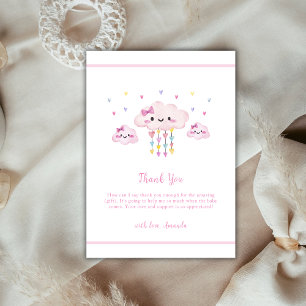 Cute Colourful Raindrop Sweetheart Baby Shower Thank You Card