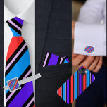 Cute Colourful Red Blue Stripes Pattern          Tie<br><div class="desc">Cute Colourful Red Blue Stripes Pattern neck tie.</div>