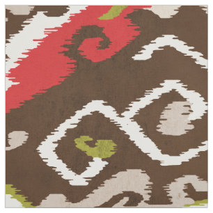 Cute colourful red brown ikat tribal patterns fabric