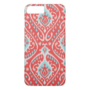 Cute colourful red turquoise girly ikat tribal pat iPhone 8 plus/7 plus case