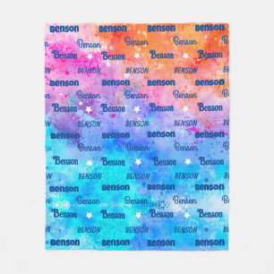 Cute colourful repeating name personalised fleece blanket
