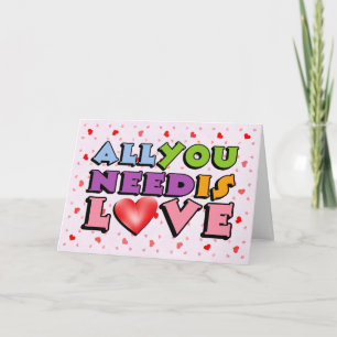 Cute Colourful Retro All You Need Is Love Card
