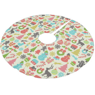 Cute Colourful Retro Christmas Brushed Polyester Tree Skirt