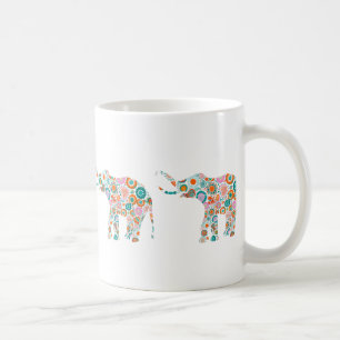 Cute Colourful Retro Floral Elephant 5 Coffee Mug