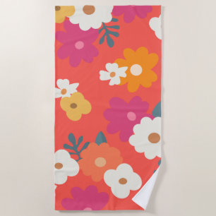Cute Colourful Retro Florals       Beach Towel