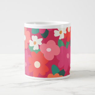 Cute Colourful Retro Florals Large Coffee Mug