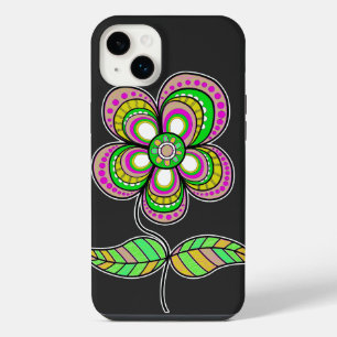 Cute Colourful Retro Flower Illustration iPhone 14 Plus Case