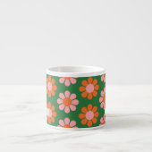 Cute Colourful Retro Flower Pattern Green Pink Nam Espresso Cup (Front)