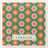 Cute Colourful Retro Flower Pattern Green Pink Nam