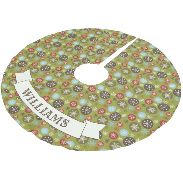 Cute Colourful Retro Snowflake Pattern Brushed Polyester Tree Skirt (Angled)
