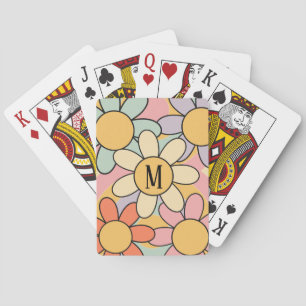 Cute colourful retro style daisy flowers playing cards