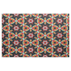 Cute Colourful Retro Vintage Nouveau Deco Pattern Fabric