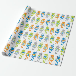Cute Colourful Robots Wrapping Paper