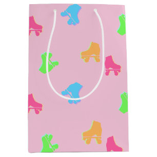Cute Colourful Roller Skates Derby Pattern Pink  Medium Gift Bag