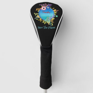 Cute Colourful Save The Planet Collection Golf Head Cover