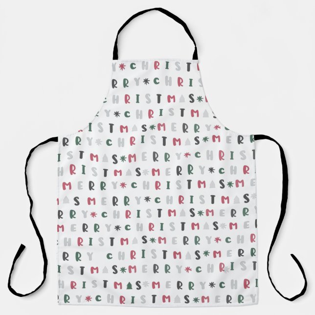 cute colourful script merry christmas apron (Front)