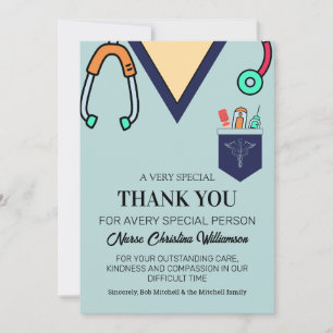 Cute Colourful Scrubs Nurse Thank You Card