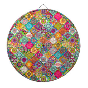 Cute colourful seamless decorative pattern 3 ring  dartboard