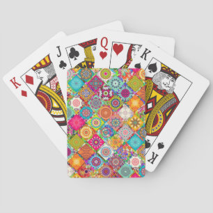 Cute colourful seamless decorative pattern 3 ring  playing cards